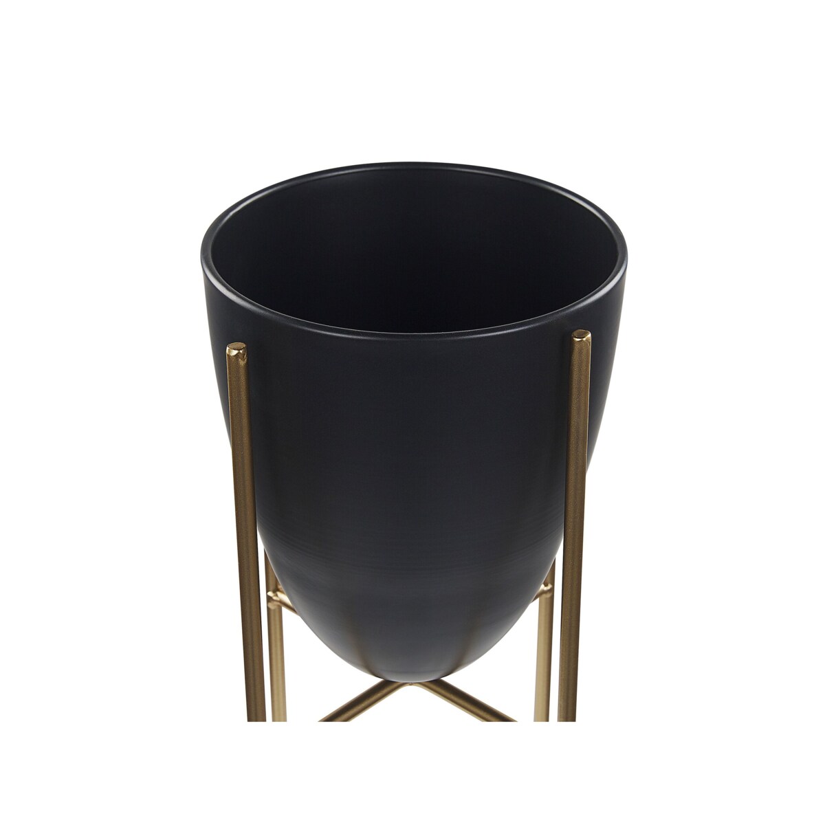 Doniczka na stojaku metalowa 16 x 16 x 41 cm czarno-złota LEFKI