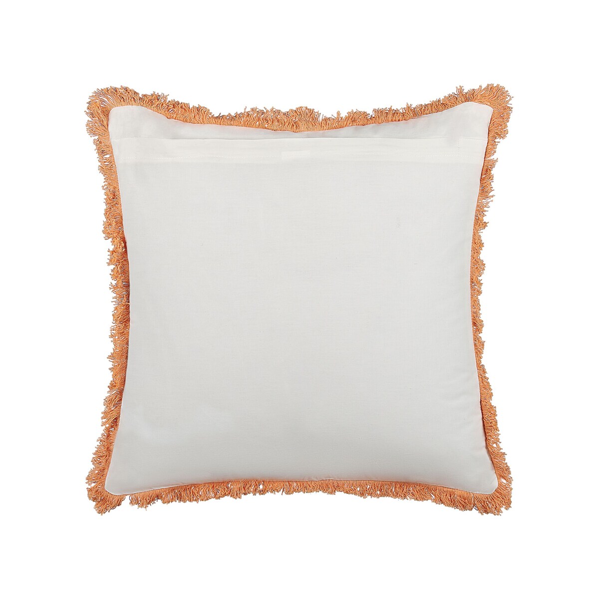 2 bawełniane poduszki dekoracyjne w kwiaty z frędzlami 45 x 45 cm biało-pomarańczowe SATIVUS