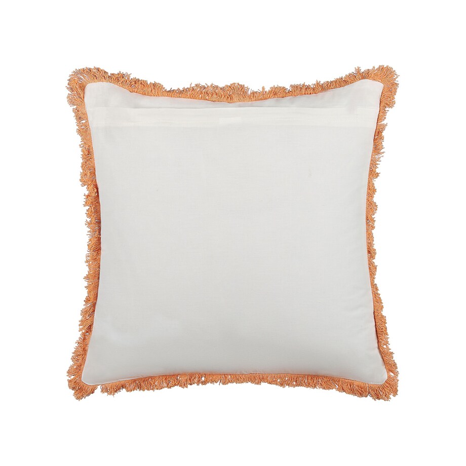 2 bawełniane poduszki dekoracyjne w kwiaty z frędzlami 45 x 45 cm biało-pomarańczowe SATIVUS