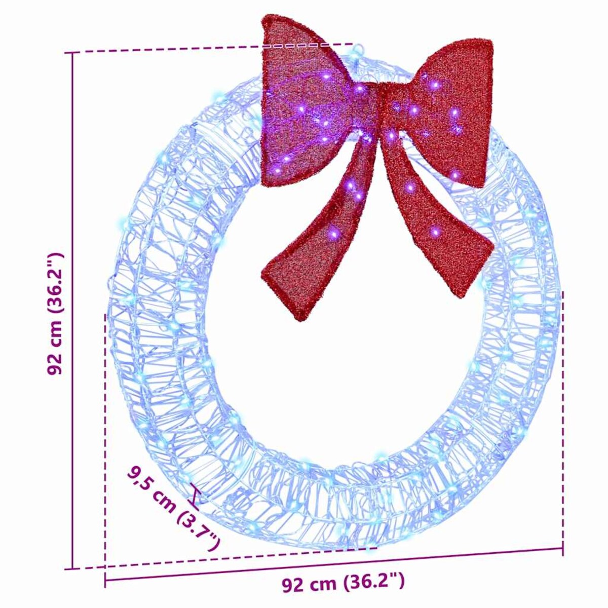 vidaXL Wianek z 80 diodami LED Niebieski 90 cm Akryl