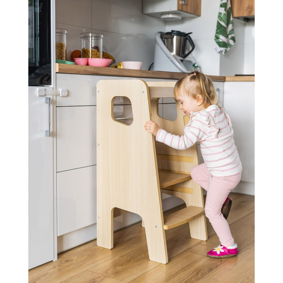 Montessori Kitchen Helper dla Dzieci DĄB Pomocnik Kuchenny Podest Polski