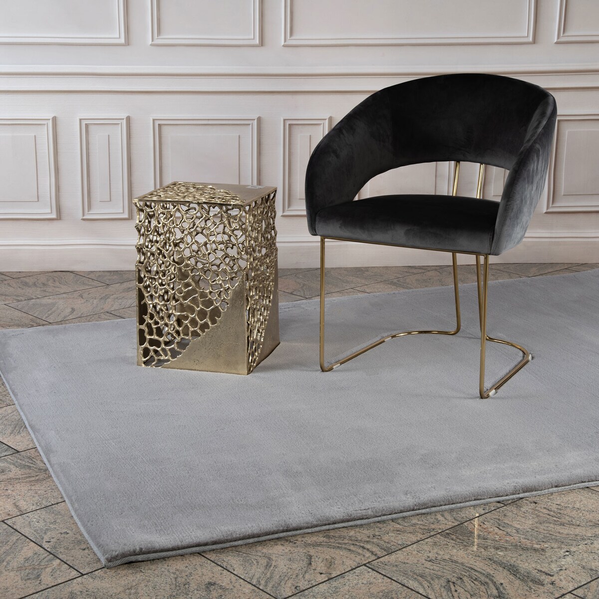 Dywan Rabbit Szary Futro Królika Topila 4000 futrzany 160x230