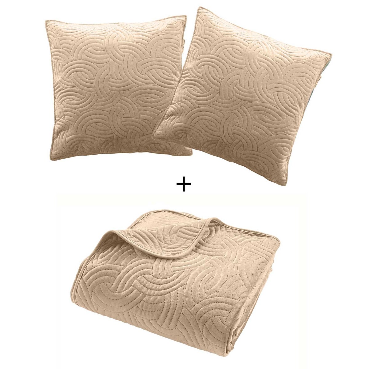 Welwetowy komplet pościeli SOLANGE, narzuta + 2 poszewki na poduszki