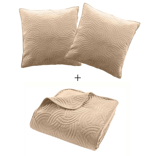 Welwetowy komplet pościeli SOLANGE, narzuta + 2 poszewki na poduszki