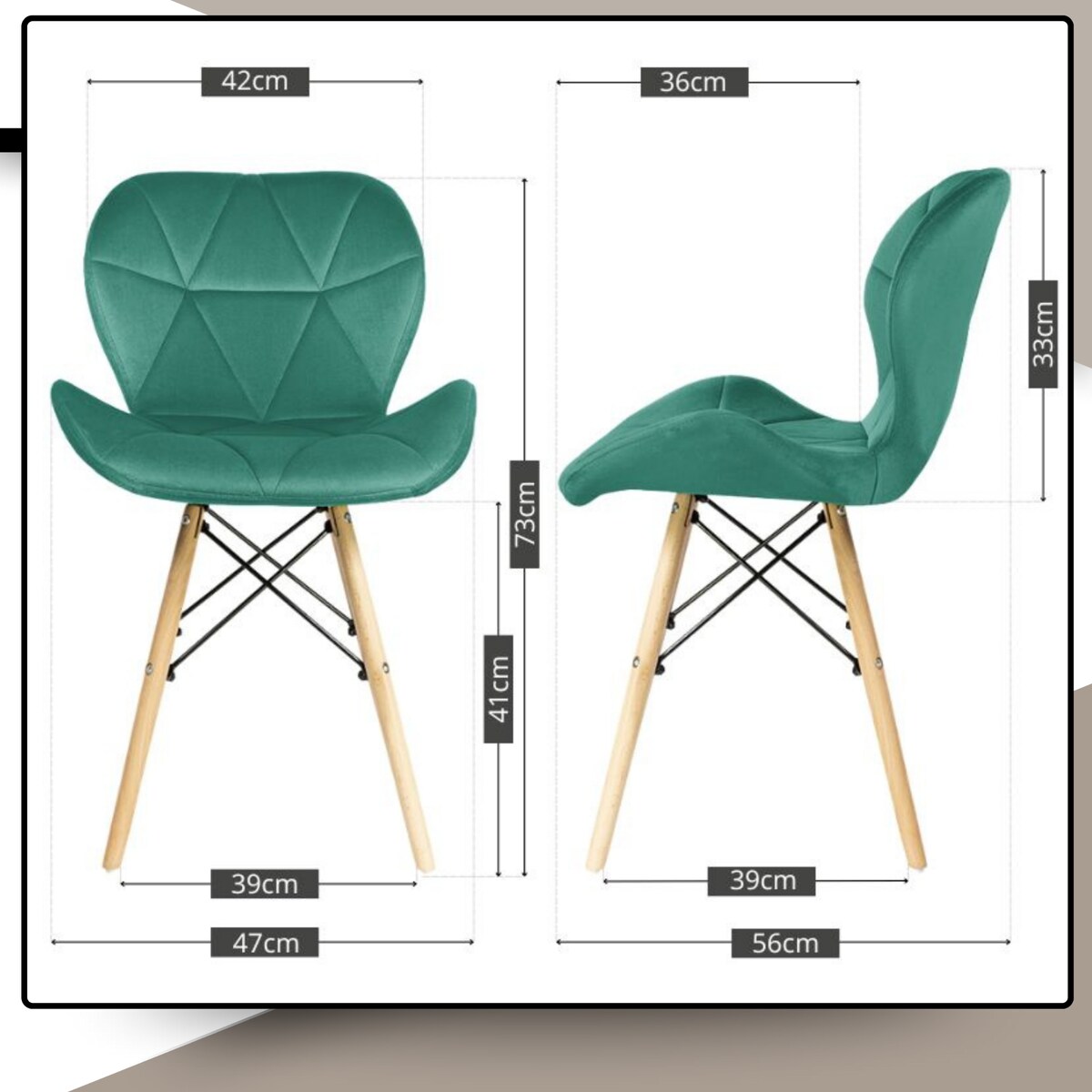 Krzesło Tapicerowane Welurowe Do Jadalni Salonu Pikowane Skandynawskie