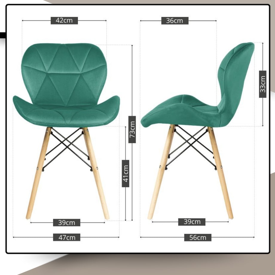 Krzesło Tapicerowane Welurowe Do Jadalni Salonu Pikowane Skandynawskie