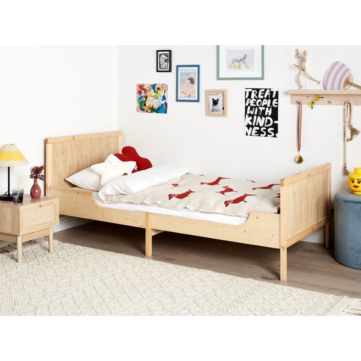 Rozsuwane łóżko dziecięce Drewno sosnowe MONTIGNY 90 x 200 cm Jasne drewno