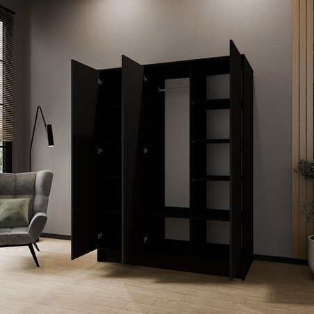 Szafa gładka 150 ALA bez lustra i bez uchwytów, czarna