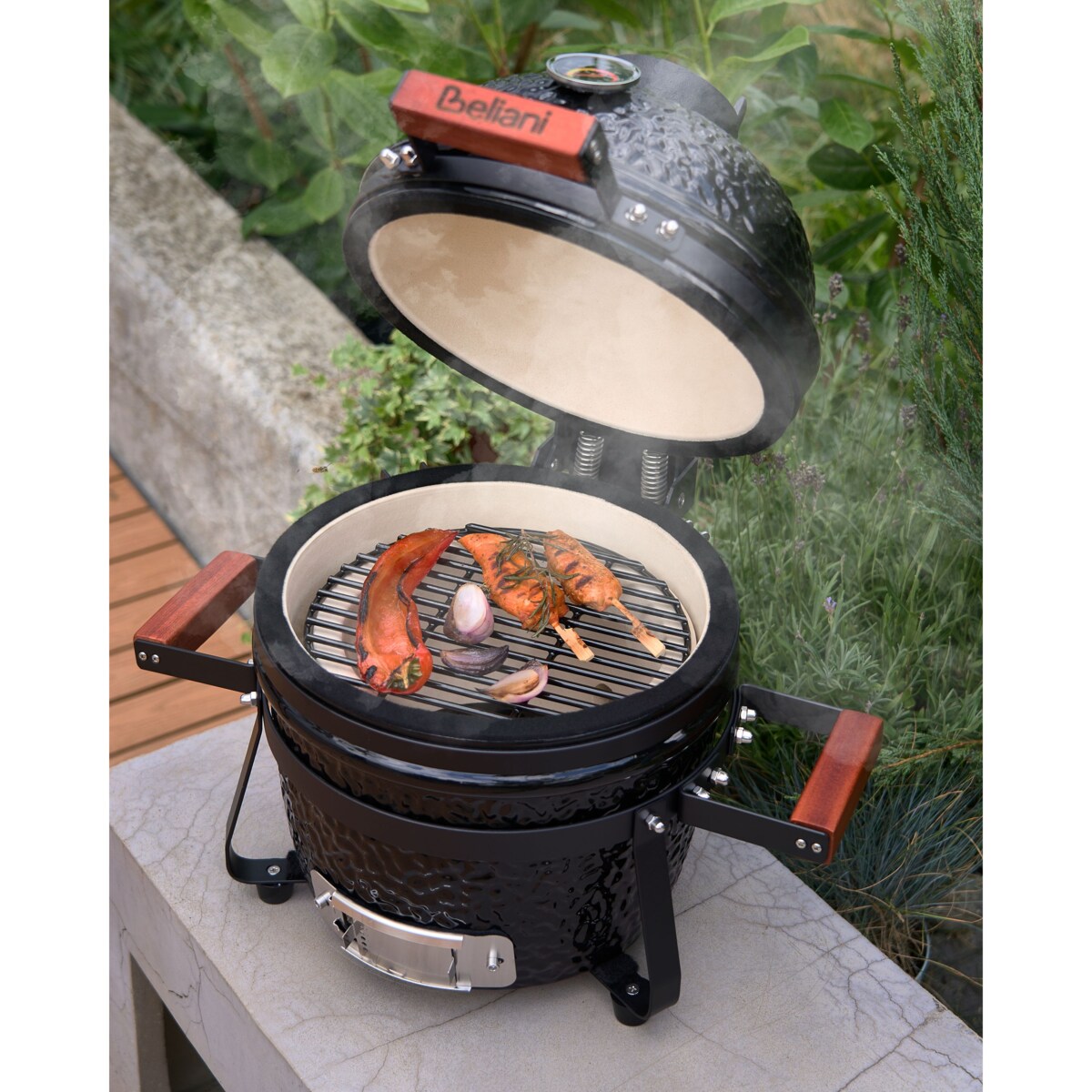 Mini grill węglowy KAMADO Ceramika Czarny