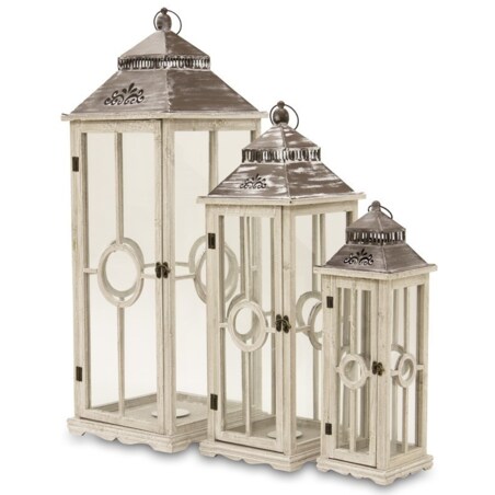 Lampion 3 szt. drewniany 101x35 cm i 79x27 cm SANTHI