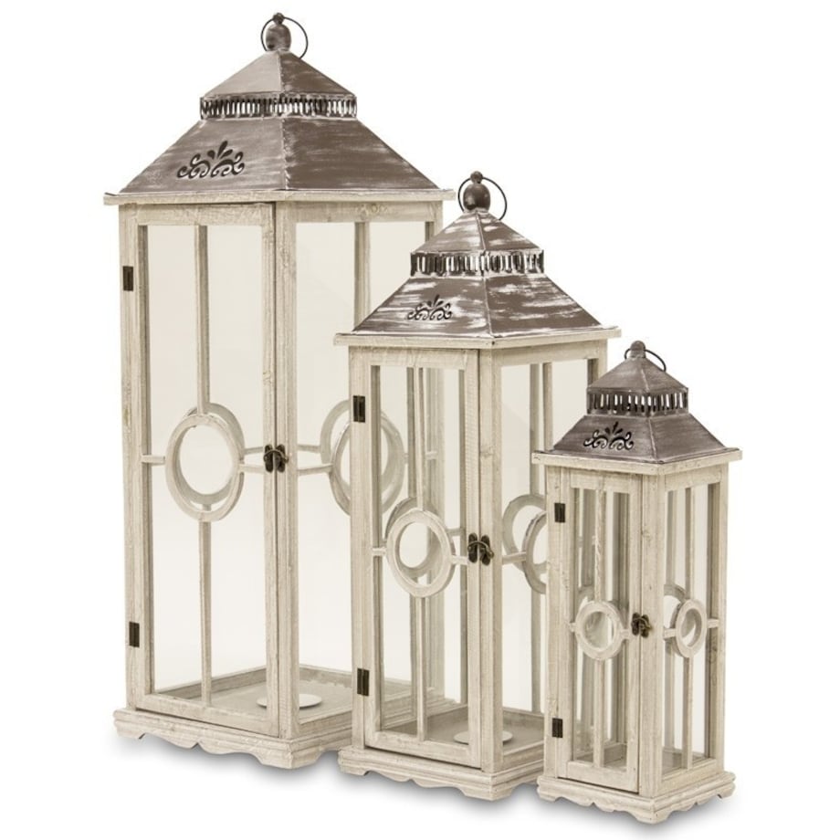 Lampion 3 szt. drewniany 101x35 cm i 79x27 cm SANTHI