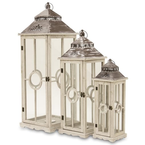 Lampion 3 szt. drewniany 101x35 cm i 79x27 cm SANTHI