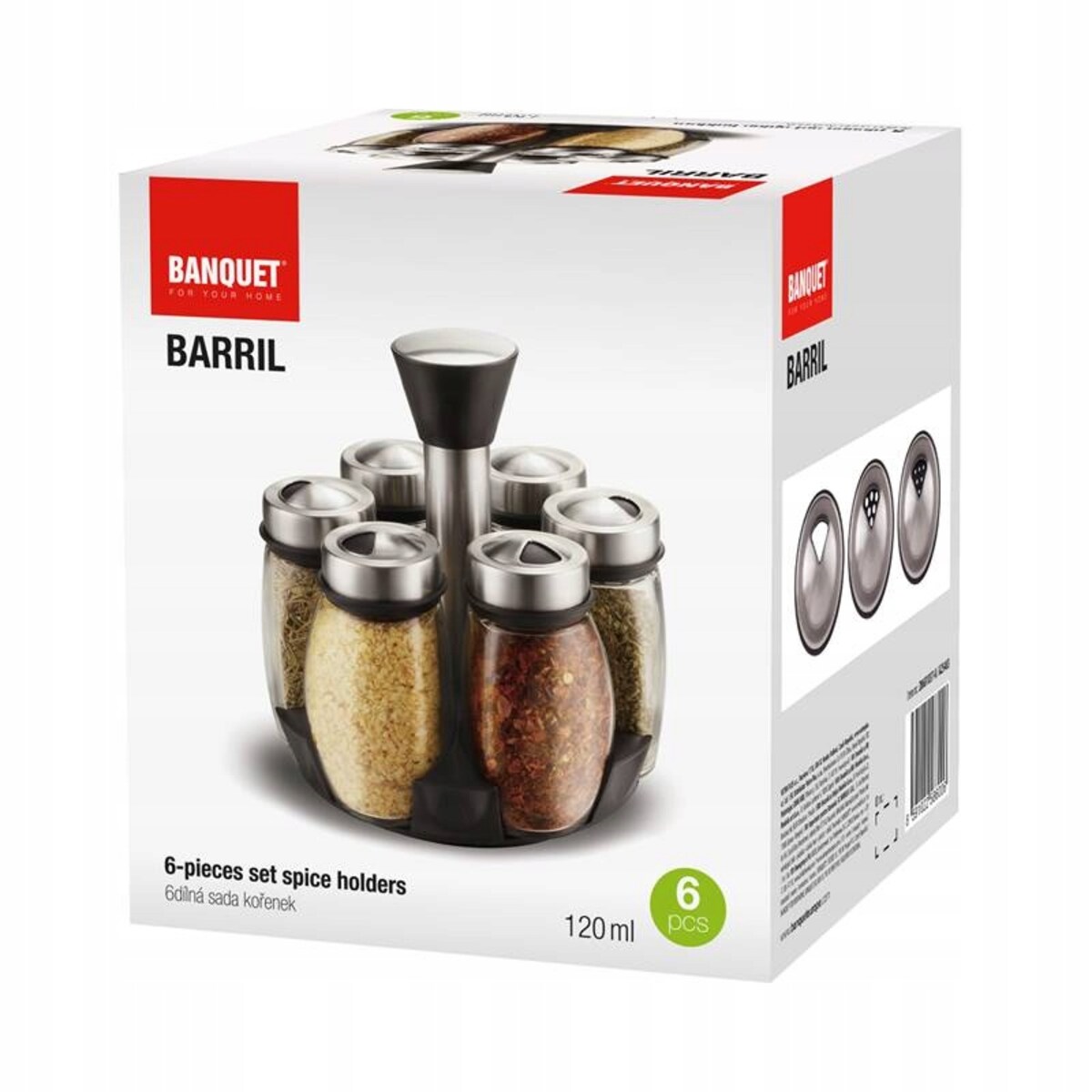 STOJAK pojemniki NA PRZYPRAWY 6x 120 ml słoiczki przyprawnik do kuchni