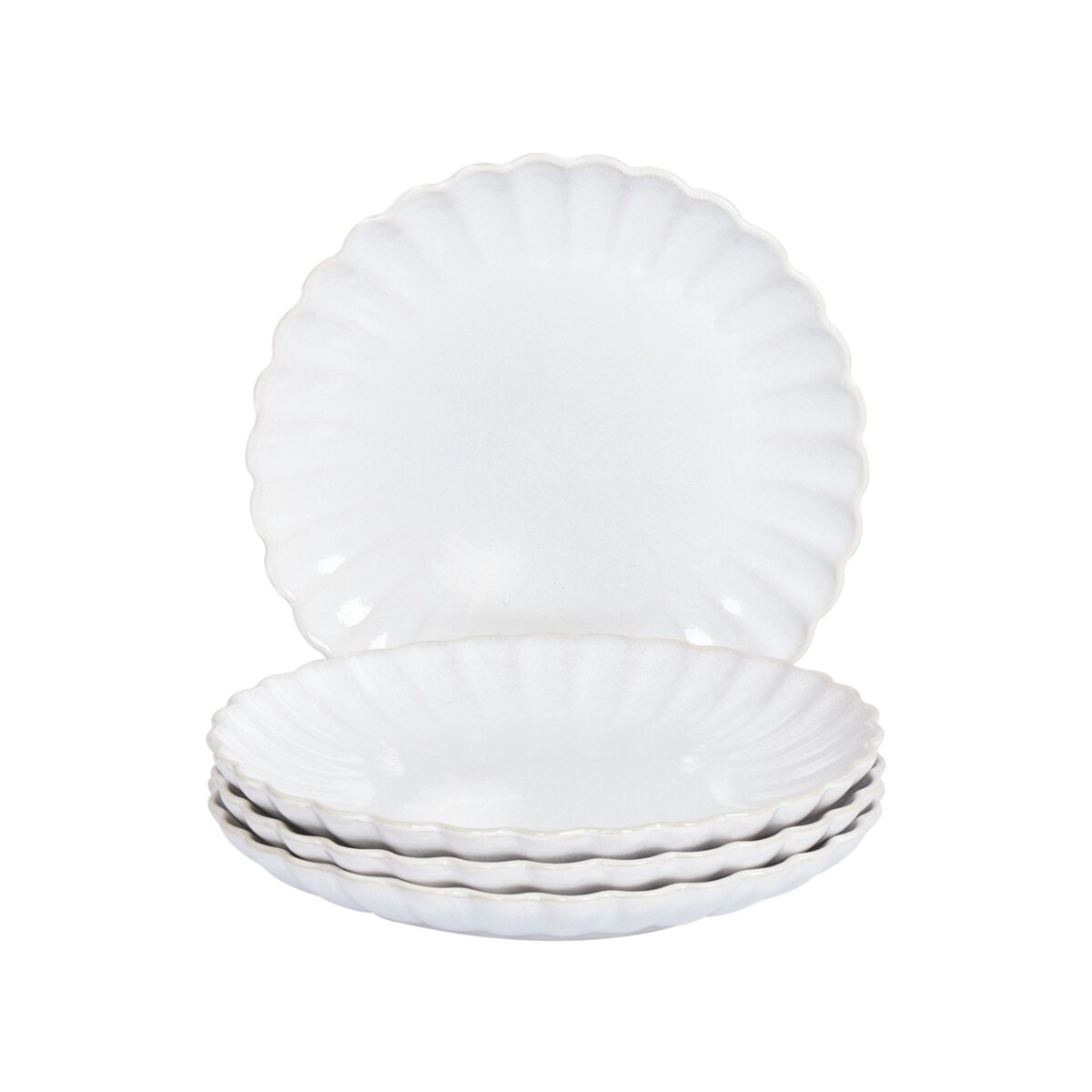 Zestaw 4 małych talerzy NETTLE Kamionka Biały