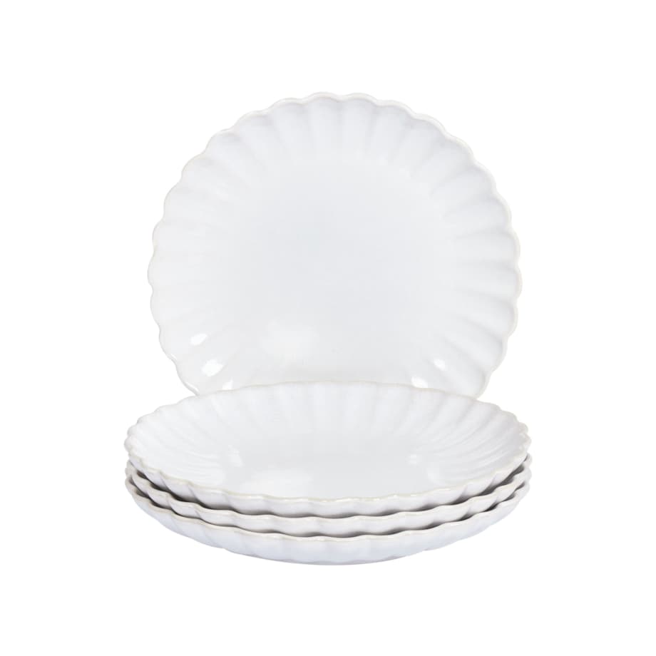 Zestaw 4 małych talerzy NETTLE Kamionka Biały