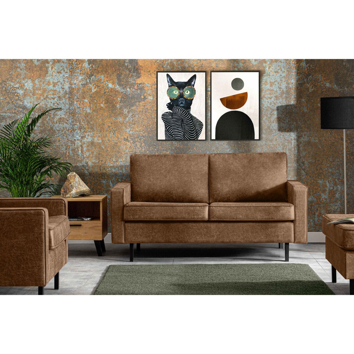 KONSIMO INVIA Sofa w stylu loft 2 osobowa kolor brązowy