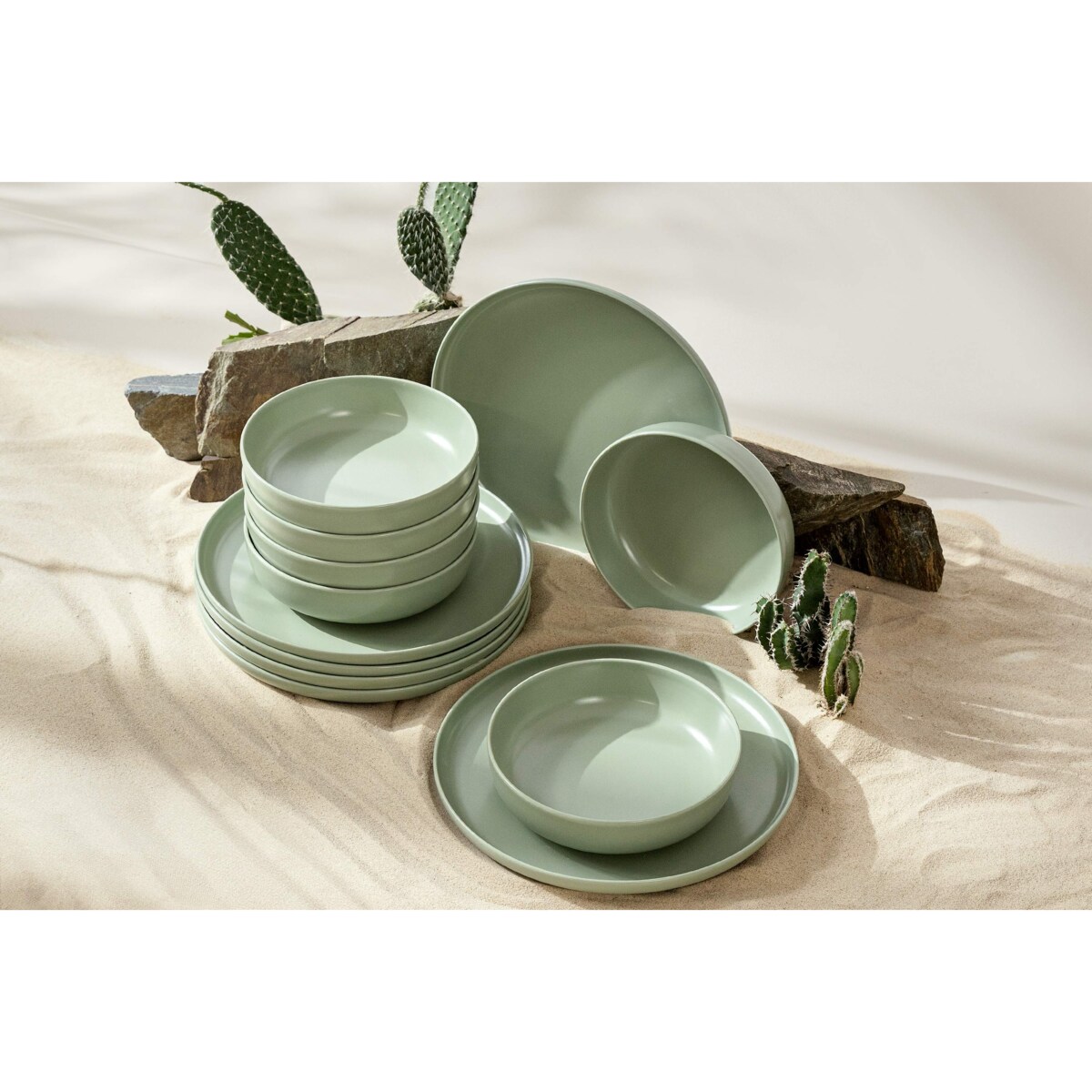 Konsimo VICTO Zestaw obiadowy 6os. (12 el.), pistacjowy