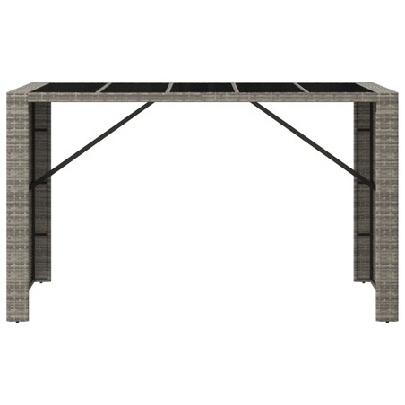 vidaXL Stolik barowy ze szklanym blatem, szary, 185x80x110 cm