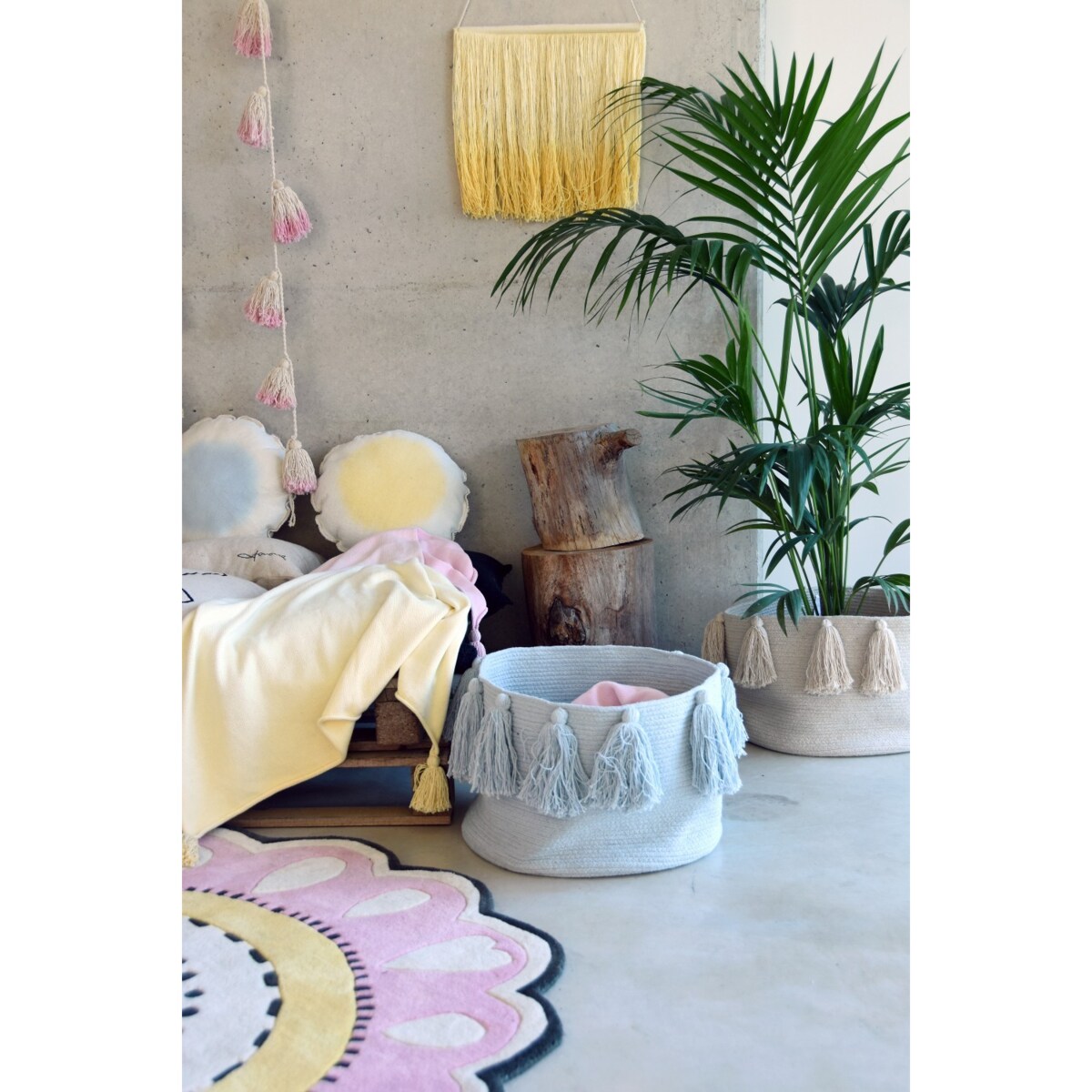 Kosz Basket Tassels Soft Blue