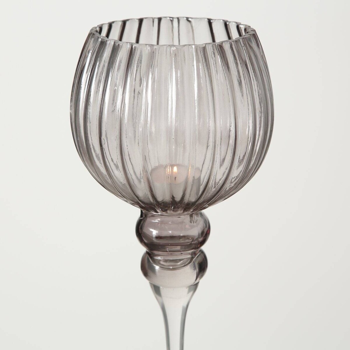 Szklane świeczniki, wysokie kielichy MANOU, 3 sztuki