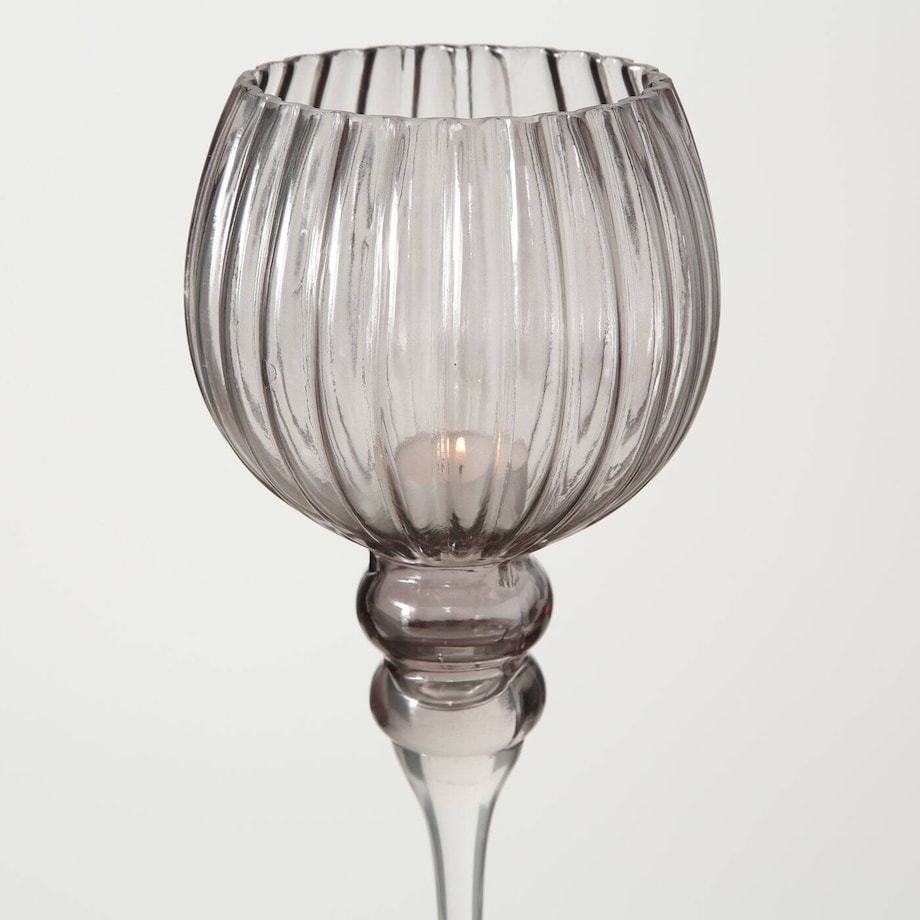 Szklane świeczniki, wysokie kielichy MANOU, 3 sztuki