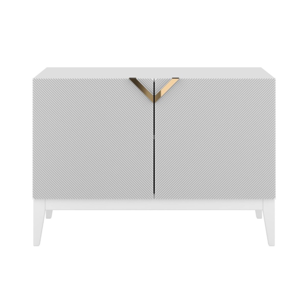 Drewniana komoda Visby DEMI LONG 2D / kolor biały + białe nogi / szer. 100,5 cm