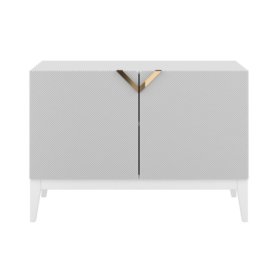 Drewniana komoda Visby DEMI LONG 2D / kolor biały + białe nogi / szer. 100,5 cm