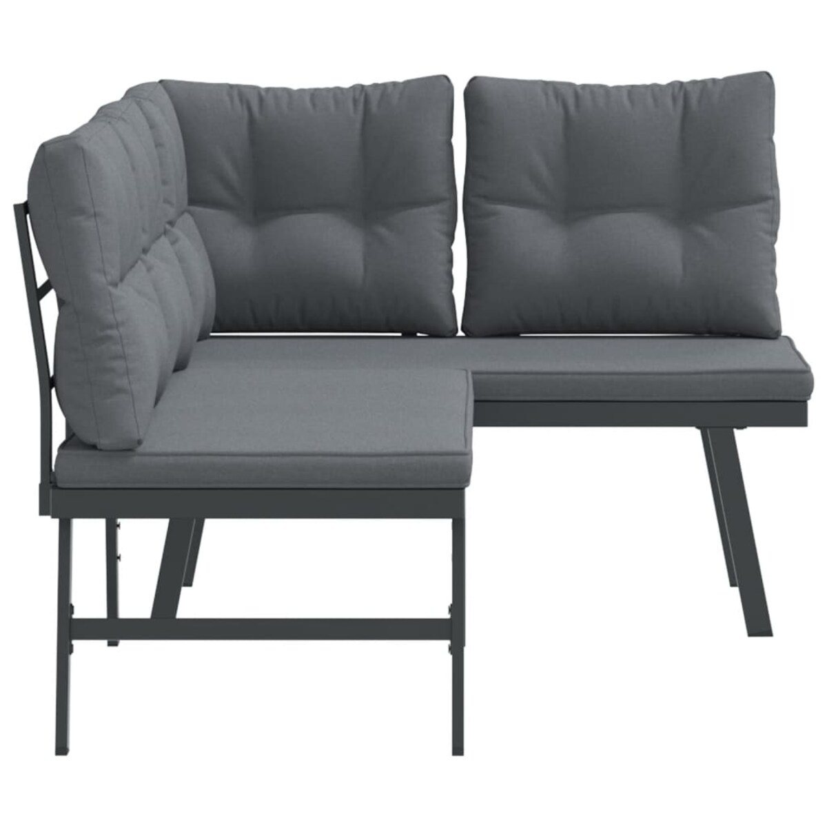 vidaXL Ławki ogrodowe z poduszkami, 2 szt., malowana proszkowo stal