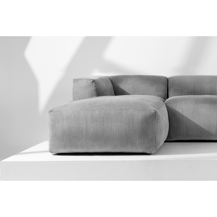 KONSIMO BUFFO 7/8-osobowa panoramiczna sofa narożna z wyjątkowo miękkim siedziskiem, kolor jasny szary