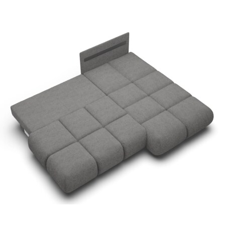 Pikowany Narożnik MILA rozkładany bez boczków prawy szary