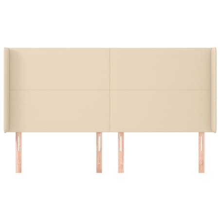 vidaXL Zagłówek uszak, kremowy, 183x16x118/128 cm, tkanina