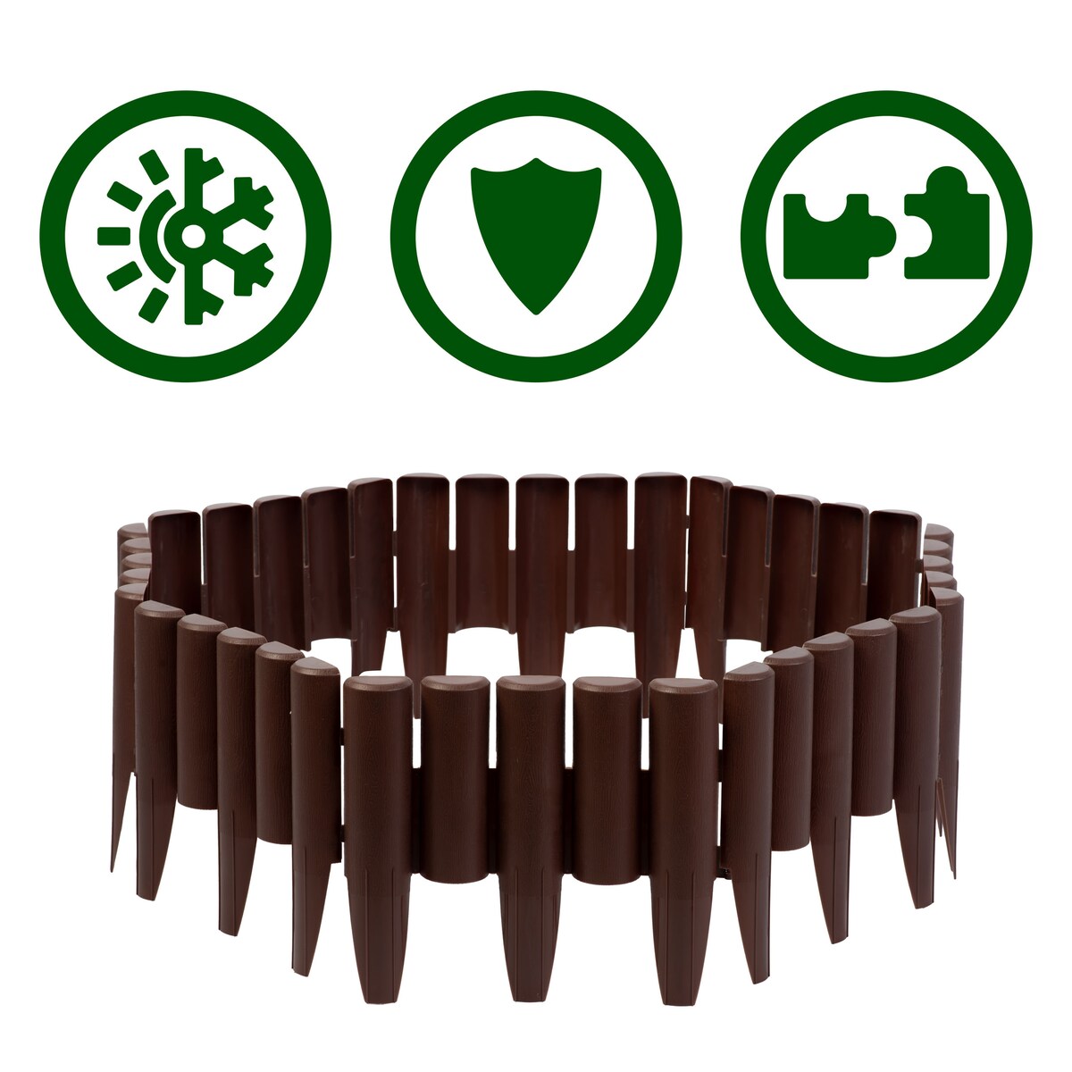 Palisada ogrodowa obrzeże ogrodowe trawnikowe brązowe Plonos tworzywo płotek 220 cm