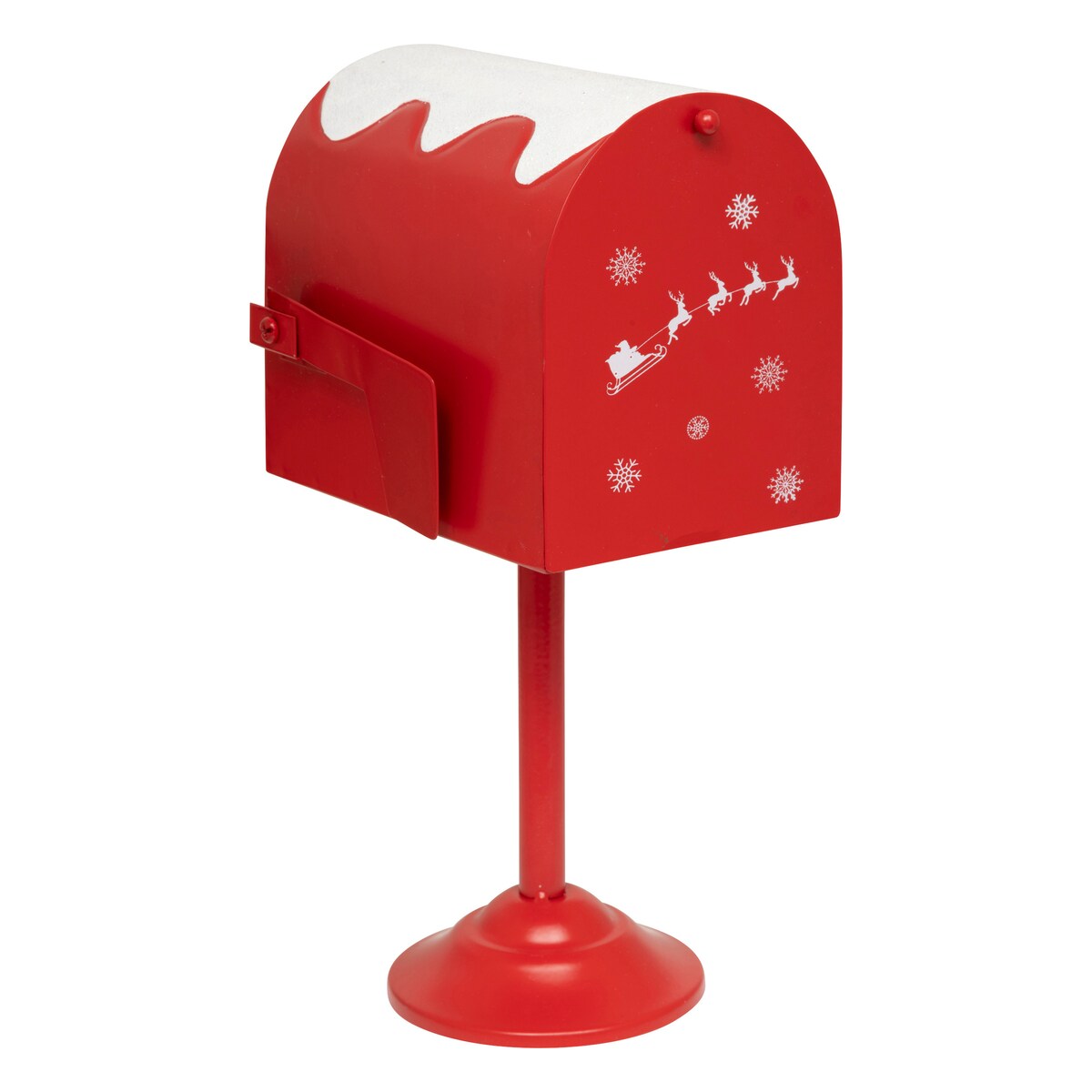 Metalowa skrzynka na listy do Mikołaja, na słupku, 32 cm