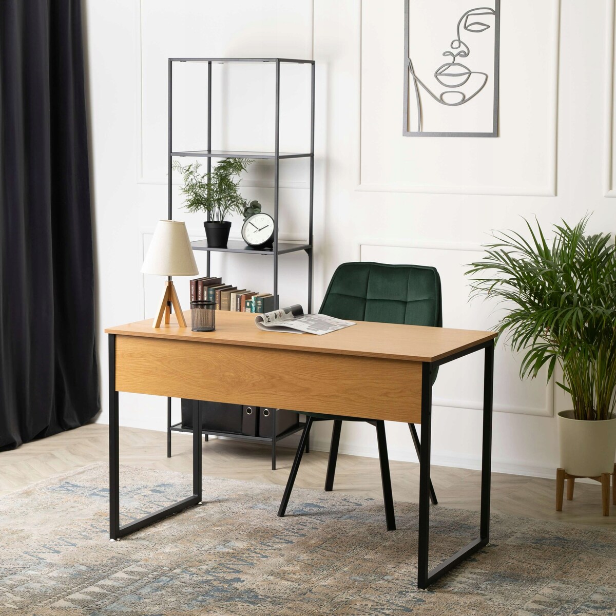 Biurko 120 Industrialne Biurowe Gabinetowe Proste Dąb Złoty ROSS