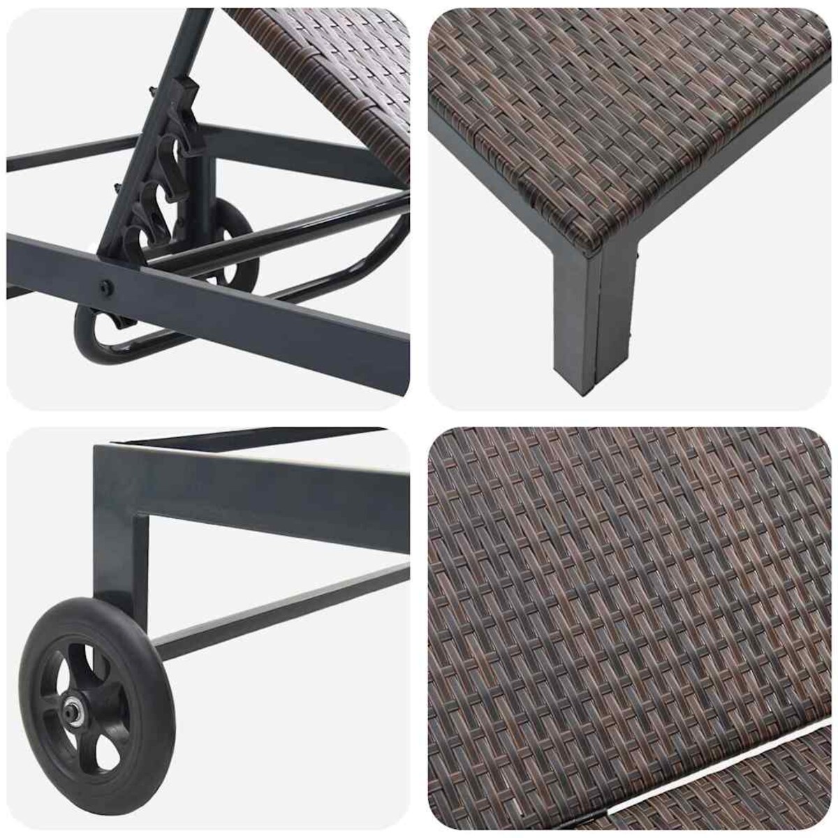 vidaXL Leżak 1-osoba Brązowy 60 x 200 x 27cm polirattan