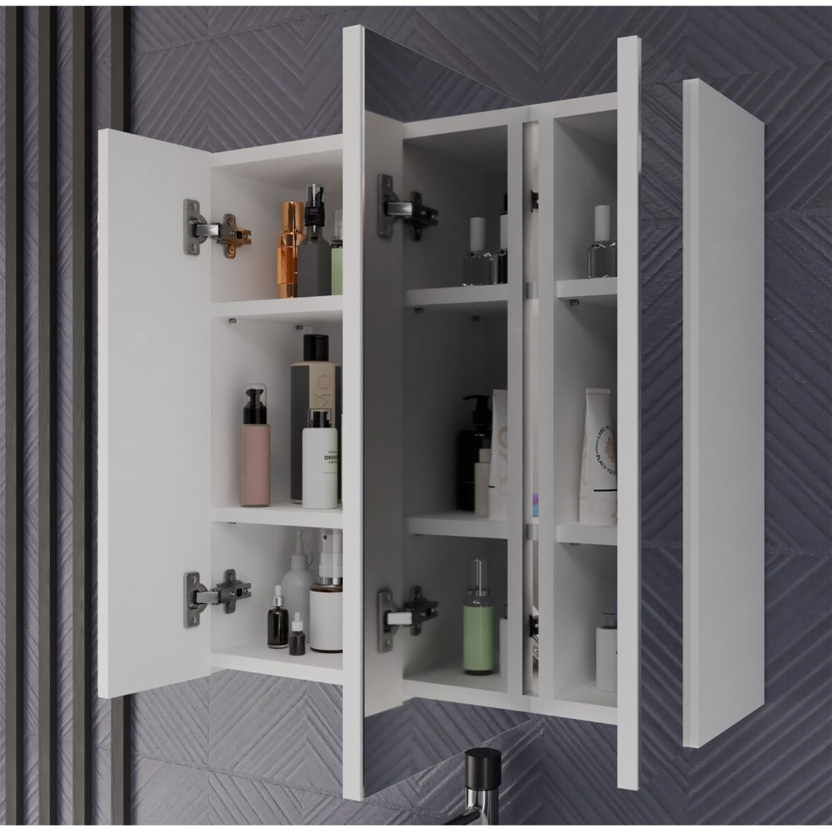 Szafka Łazienkowa POLA 3L Wisząca Z 3 Lustrami Nad Umywalkę 3 Drzwi BIAŁA