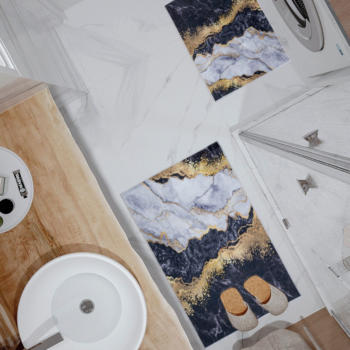 Zestaw Dywaniki łazienkowe Kilian Glamour komplet 50x40 cm, 50x80 cm marmur wielokolorowy