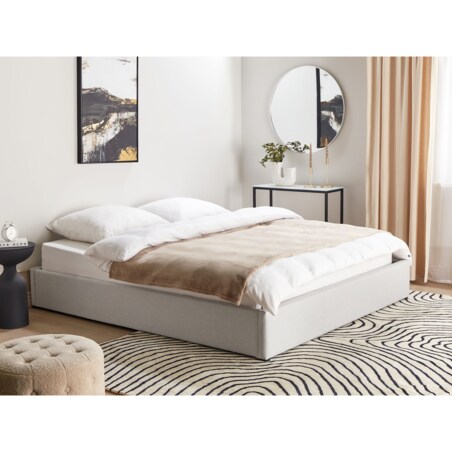 Łóżko z pojemnikiem tapicerowane 180 x 200 cm jasnoszare DINAN