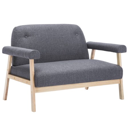 vidaXL Sofa 2-osobowa tapicerowana materiałem, ciemnoszara