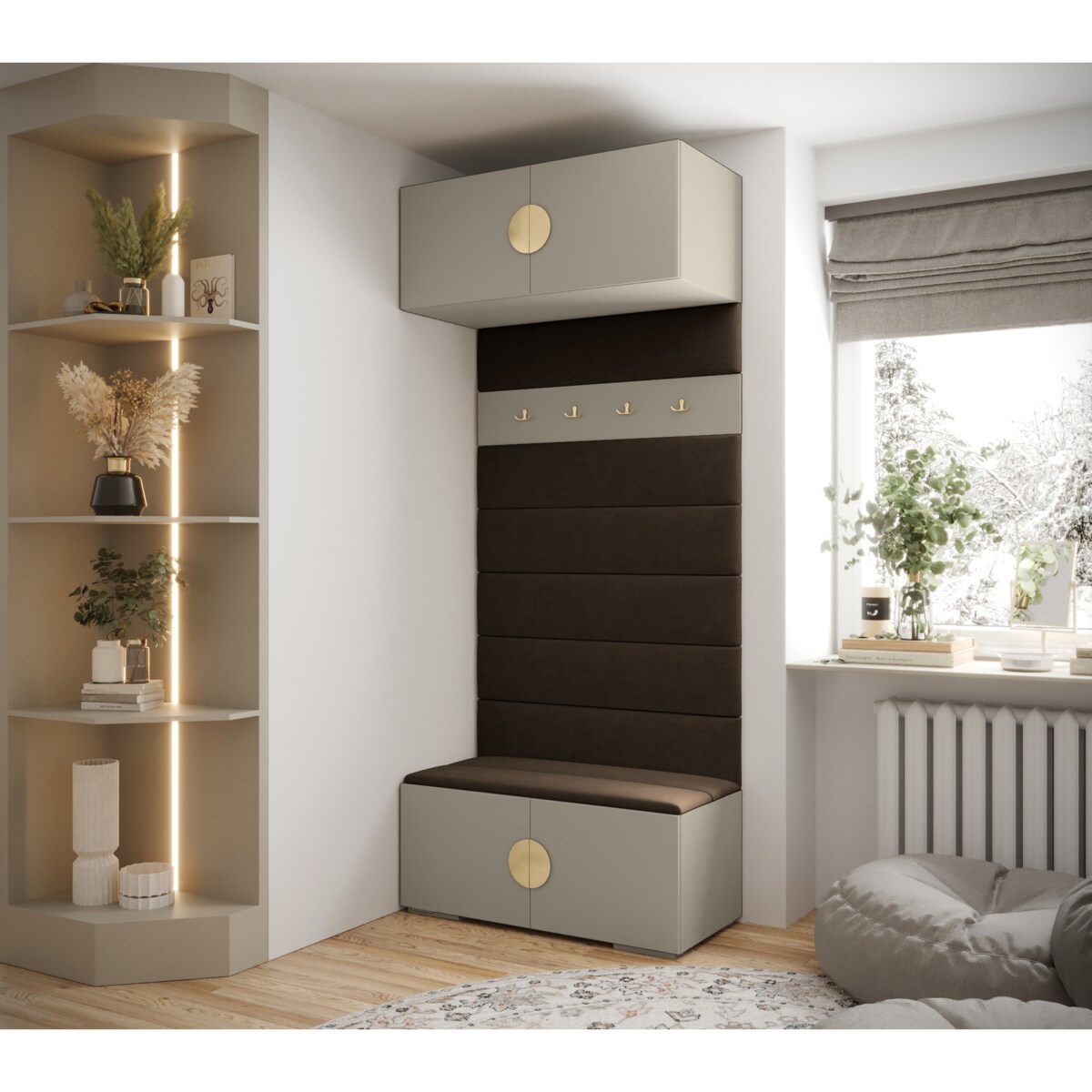 Garderoba do przedpokoju INOVA 4 kaszmir+złoty+manila04