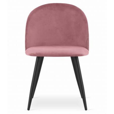 Krzesło Do Jadalni Kuchni Salonu Bello - Aksamit Ciemny Róż / Nogi Czarne X 3