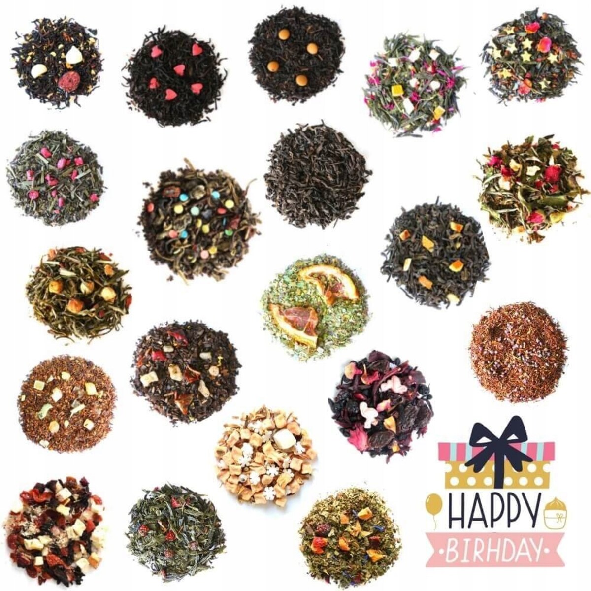Najlepszy URODZINOWY GIFTBOX z herbatą smakową mix i ozdobnym kubkiem gift