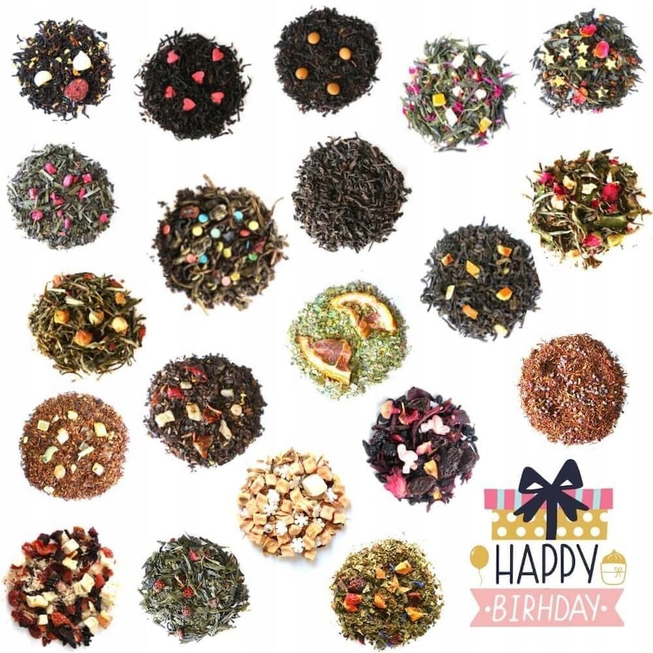 Najlepszy URODZINOWY GIFTBOX z herbatą smakową mix i ozdobnym kubkiem gift