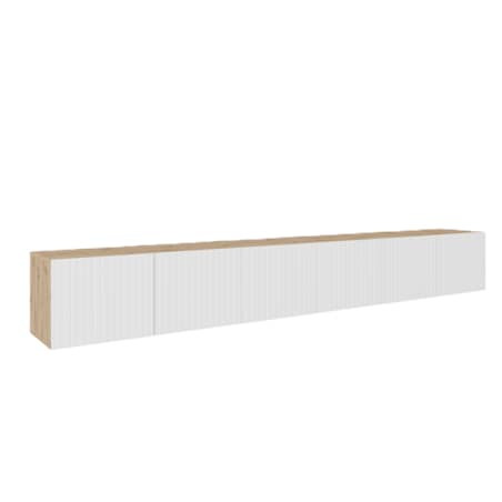 Szafka RTV RIO 300 cm, zamknięta pod telewizor, ryflowana- artisan+biały