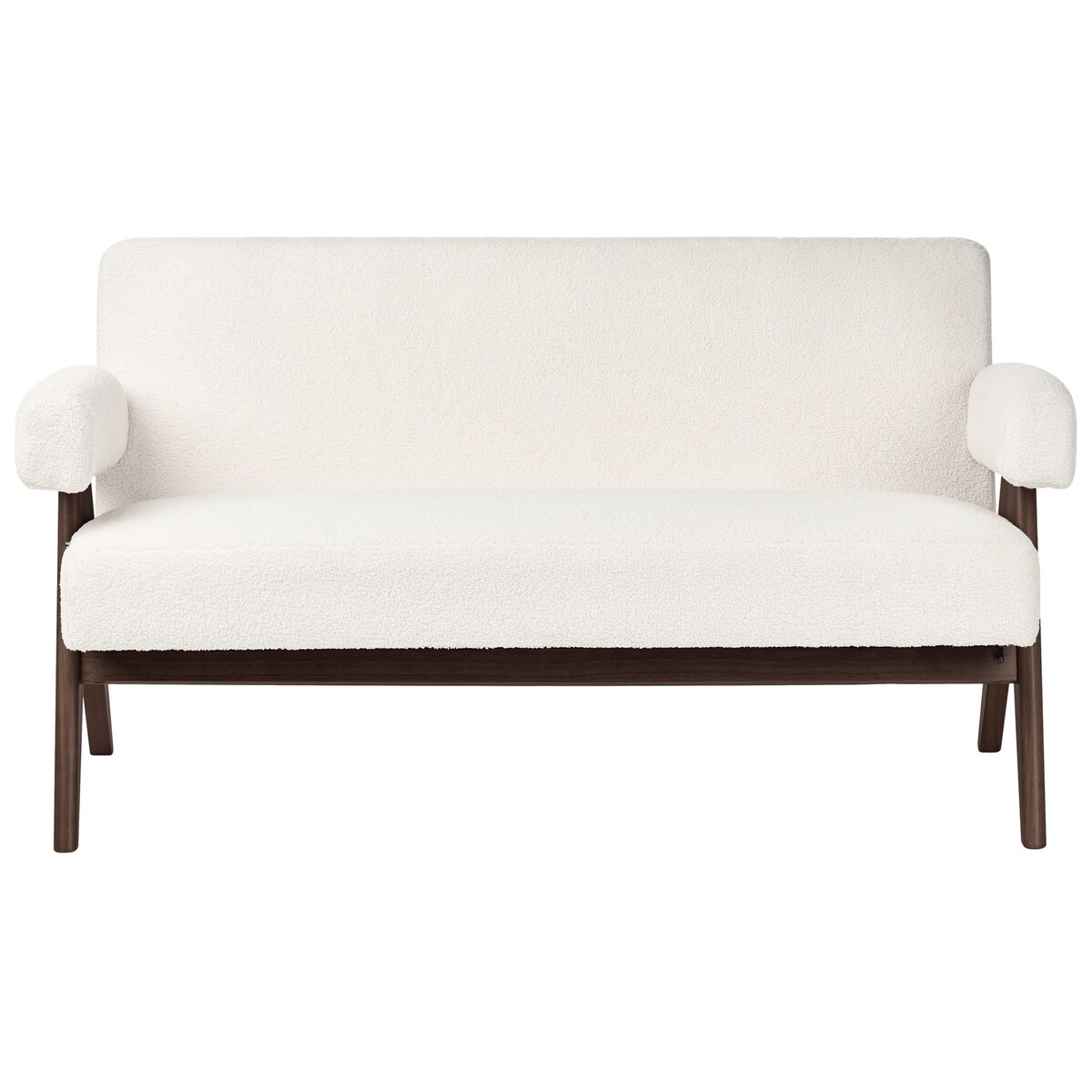Sofa dla 2 osób TAMRE Boucle Złamana biel/ ciemny brąz