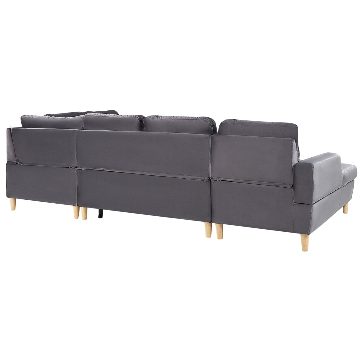 Narożnik rozkładany z pojemnikiem welurowy szary LERUM