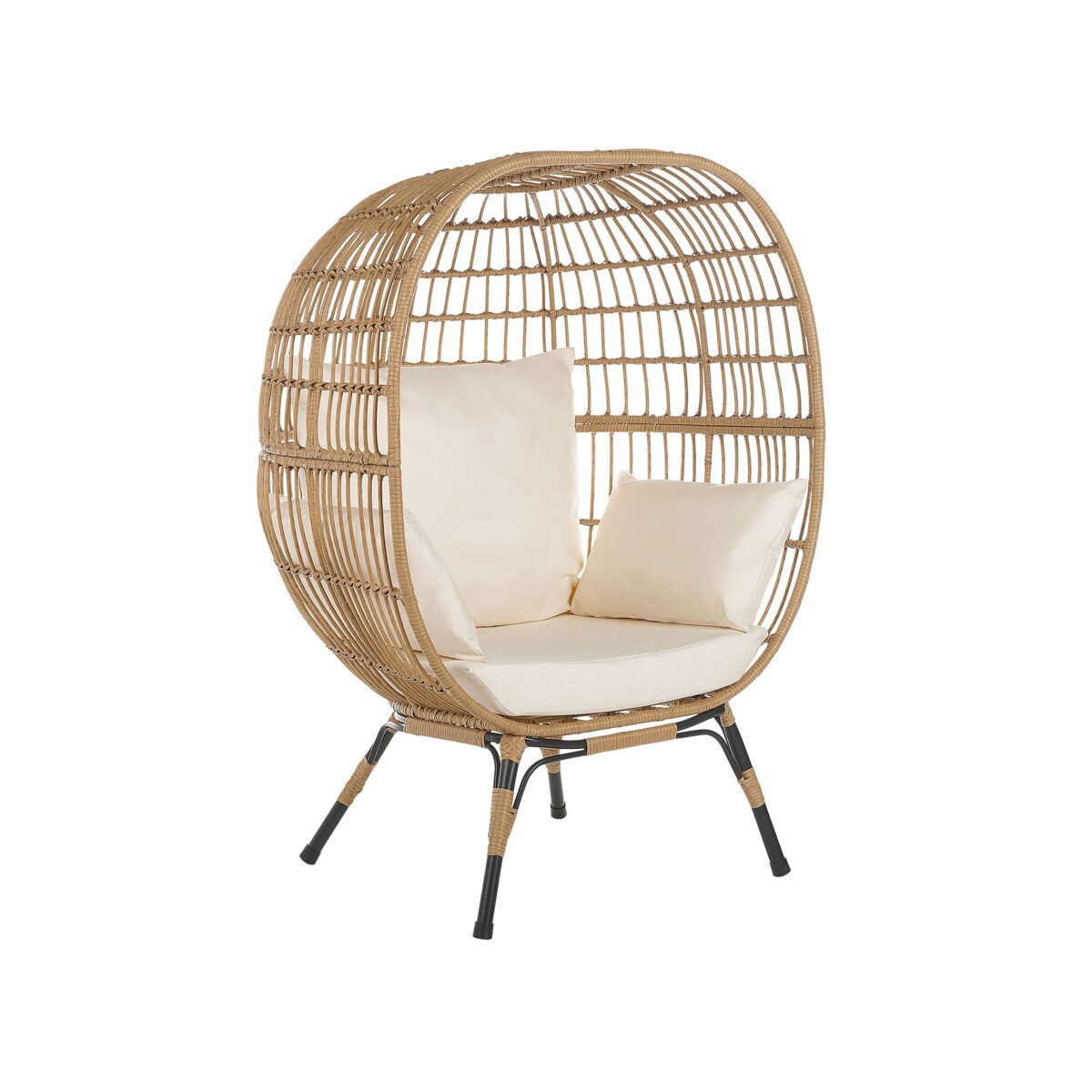 Fotel kokon z technorattanu naturalny VEROLI