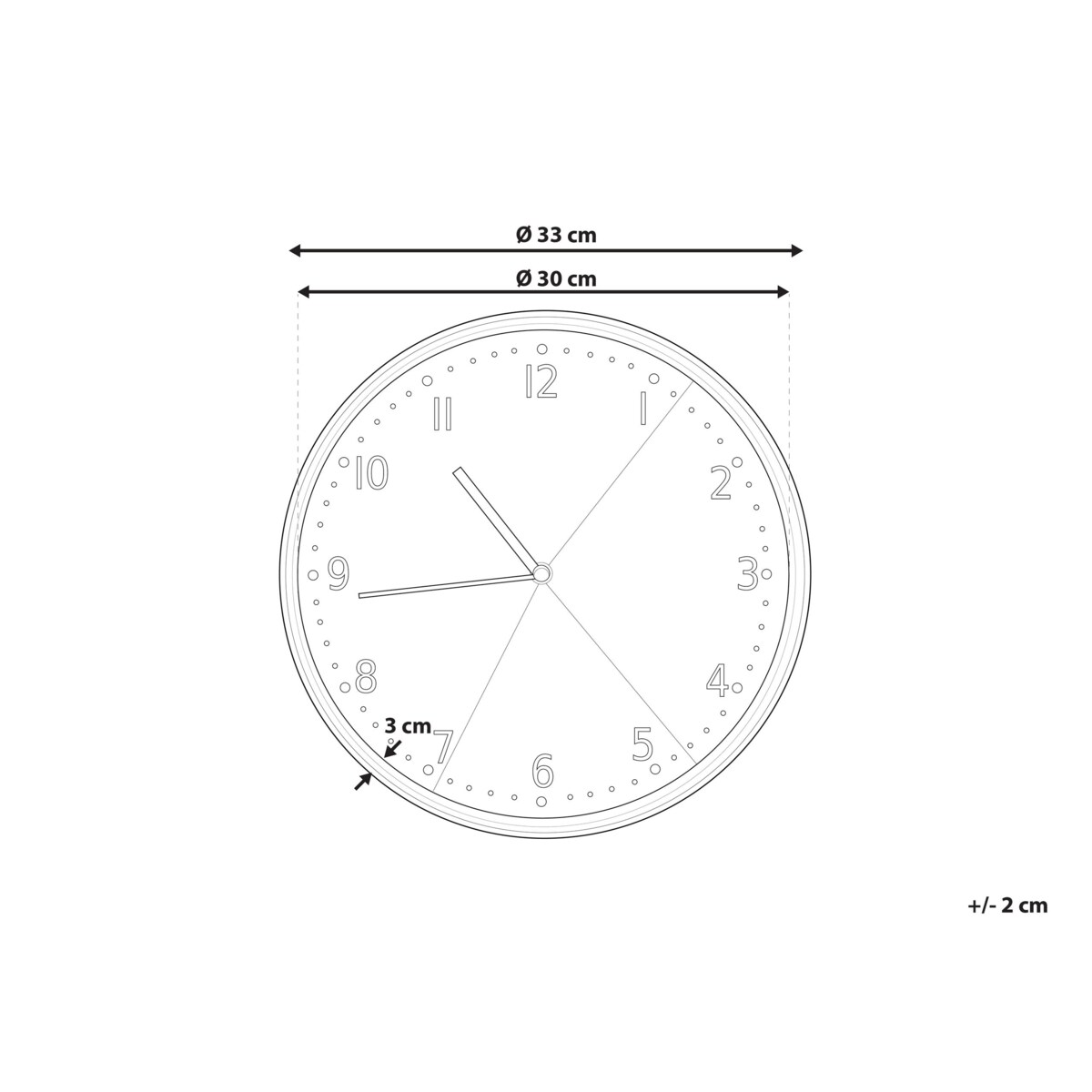 Zegar ścienny ø 33 cm czarno-biały DAVOS