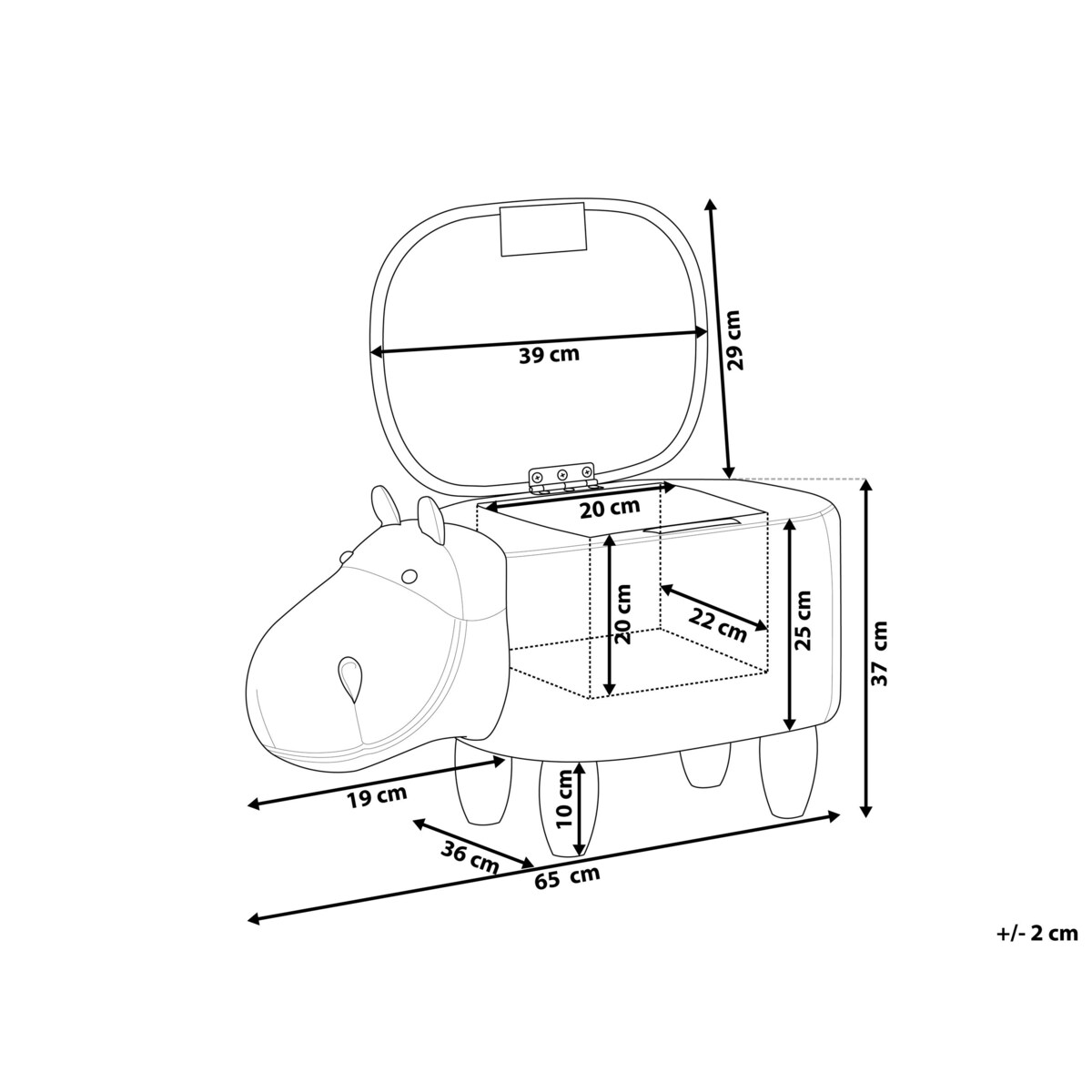 Pufa zwierzak ze schowkiem ekoskóra jasnoszara HIPPO