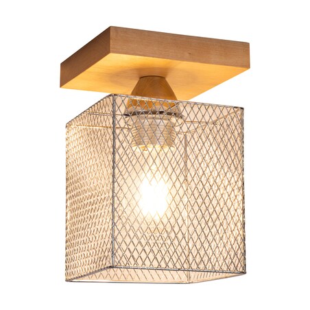 Drewniana Lampa Sufitowa BRITOP Lighting Norman 1xE27 Max.25W Naturalna Brzoza FSC z Akcentem Chromu, Polski Producent 1 szt.